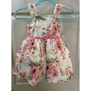 Lilt Boutique Girls Dress Size 3T Button Back, Ruffled Straps, Bow NWT Easter